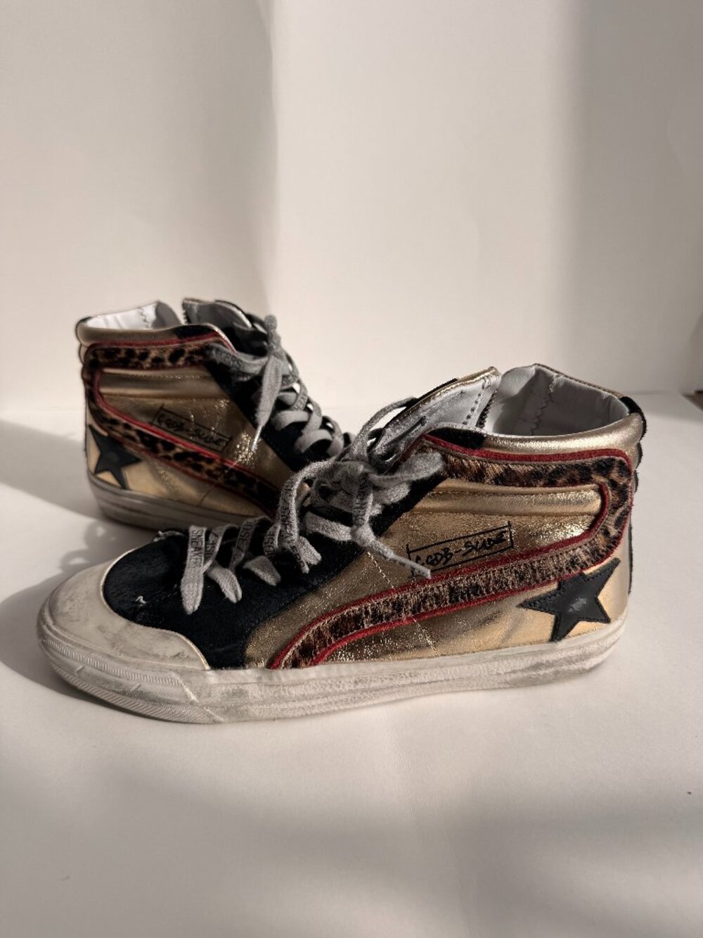 Golden Goose ⭐ Red & Gold High-Top Sneakers Size 8US/38EU